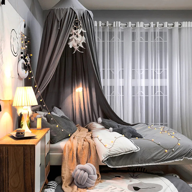 Children's Bed Canopy Hanging Dome Polyester-Cotton Mosquito Protection