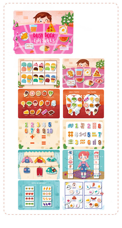Children's Busy Book Montessori Puzzles Zippers & Velcro