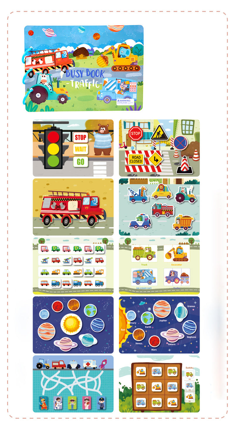 Children's Busy Book Montessori Puzzles Zippers & Velcro
