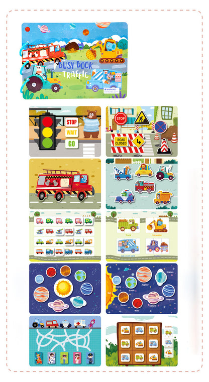 Children's Busy Book Montessori Puzzles Zippers & Velcro