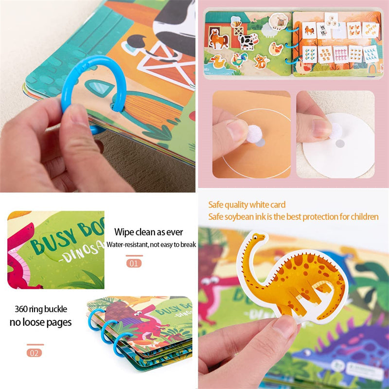 Children's Busy Book Montessori Puzzles Zippers & Velcro