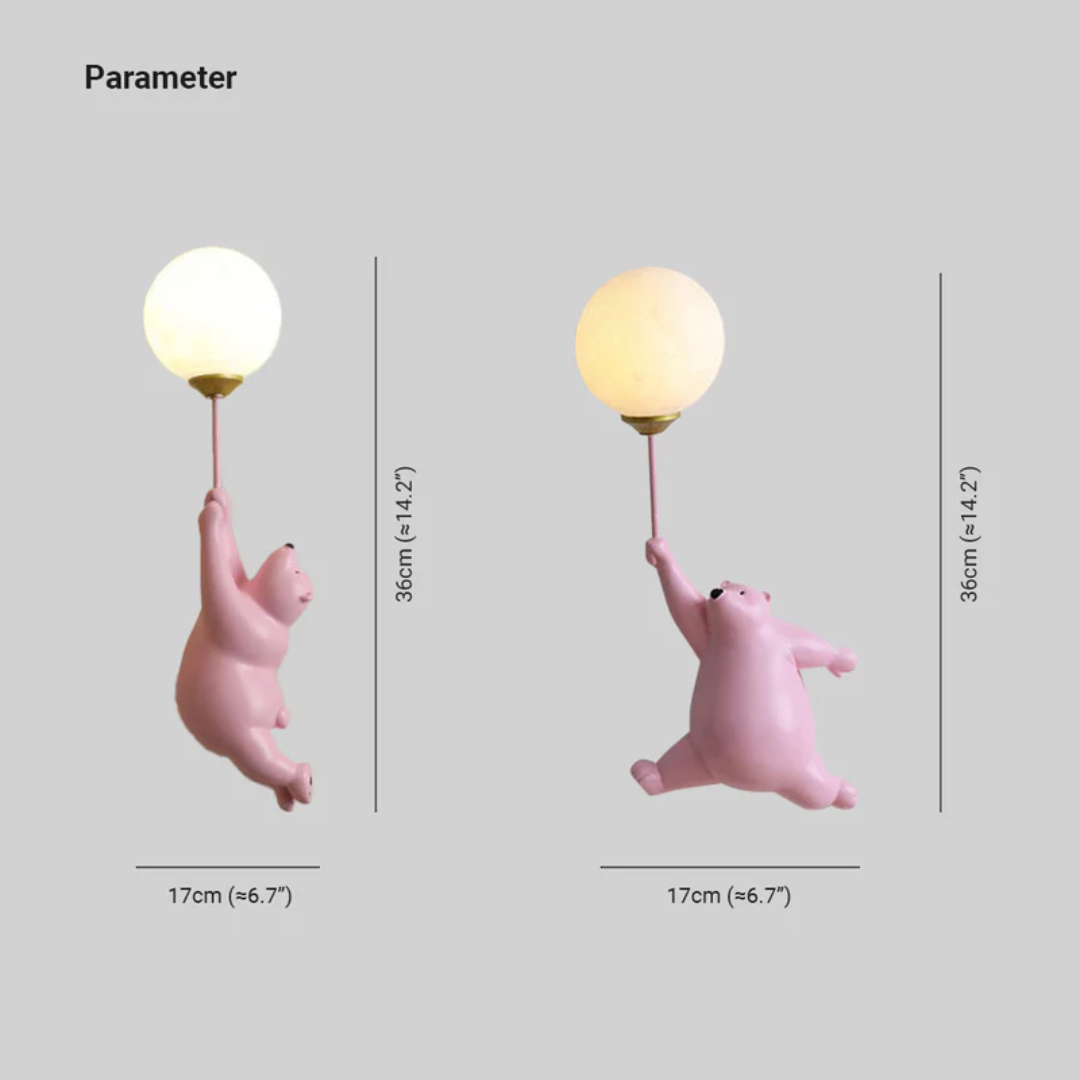 Children's Wall Light Bear Design 3-Color LED Mains Powered