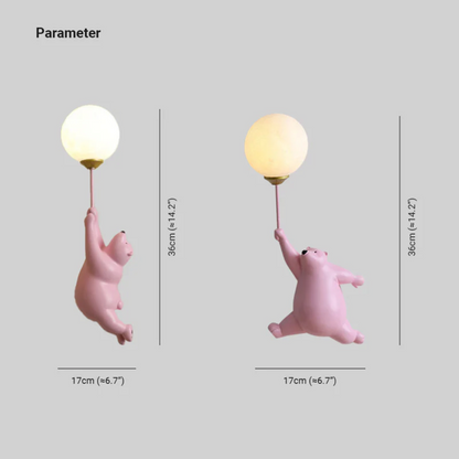 Children's Wall Light Bear Design 3-Color LED Mains Powered