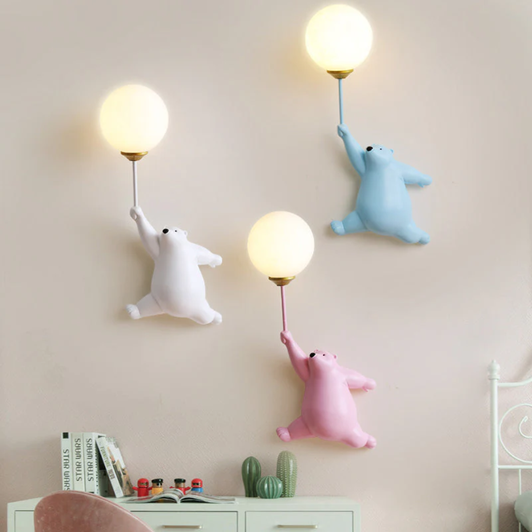 Children's Wall Light Bear Design 3-Color LED Mains Powered