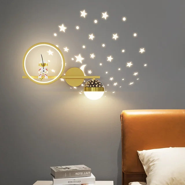 Children's Wall Light Starry Projection Adjustable Brightness & Multi-Color LED