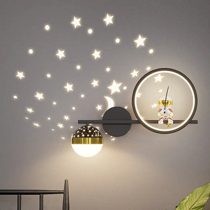 Children's Wall Light Starry Projection Adjustable Brightness & Multi-Color LED