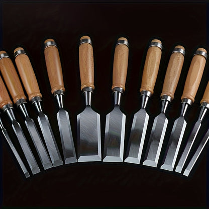 Chisel Set 12-Piece Chrome-Vanadium Steel Beechwood Handles