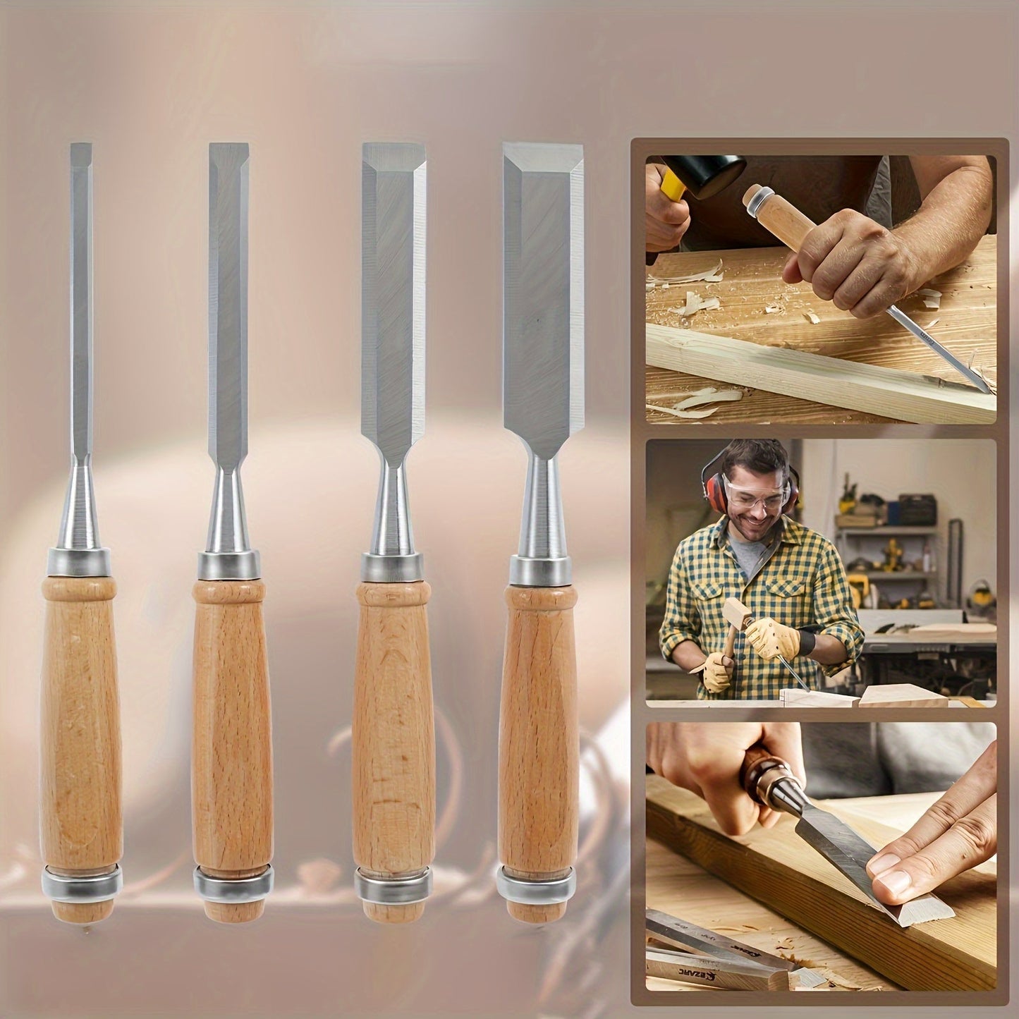 Chisel Set 12-Piece Chrome-Vanadium Steel Beechwood Handles