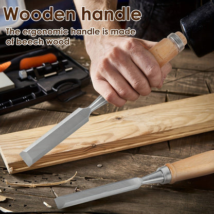 Chisel Set 12-Piece Chrome-Vanadium Steel Beechwood Handles