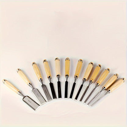 Chisel Set 12-Piece Chrome-Vanadium Steel Beechwood Handles