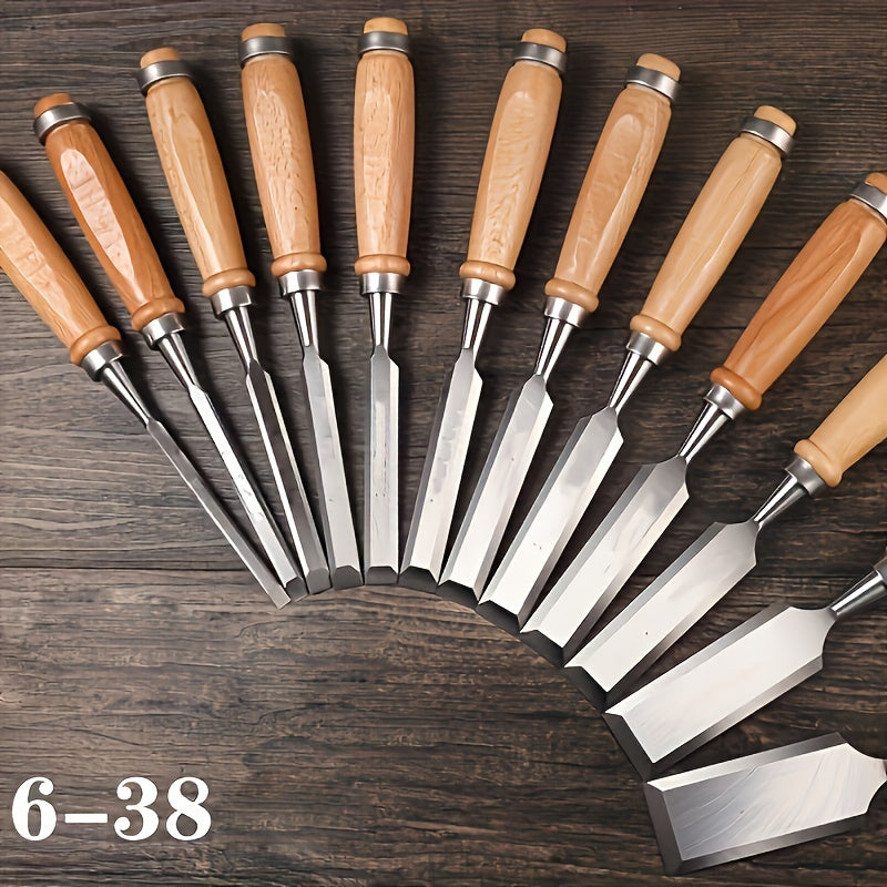 Chisel Set 12-Piece Chrome-Vanadium Steel Beechwood Handles