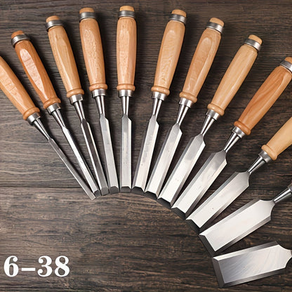 Chisel Set 12-Piece Chrome-Vanadium Steel Beechwood Handles