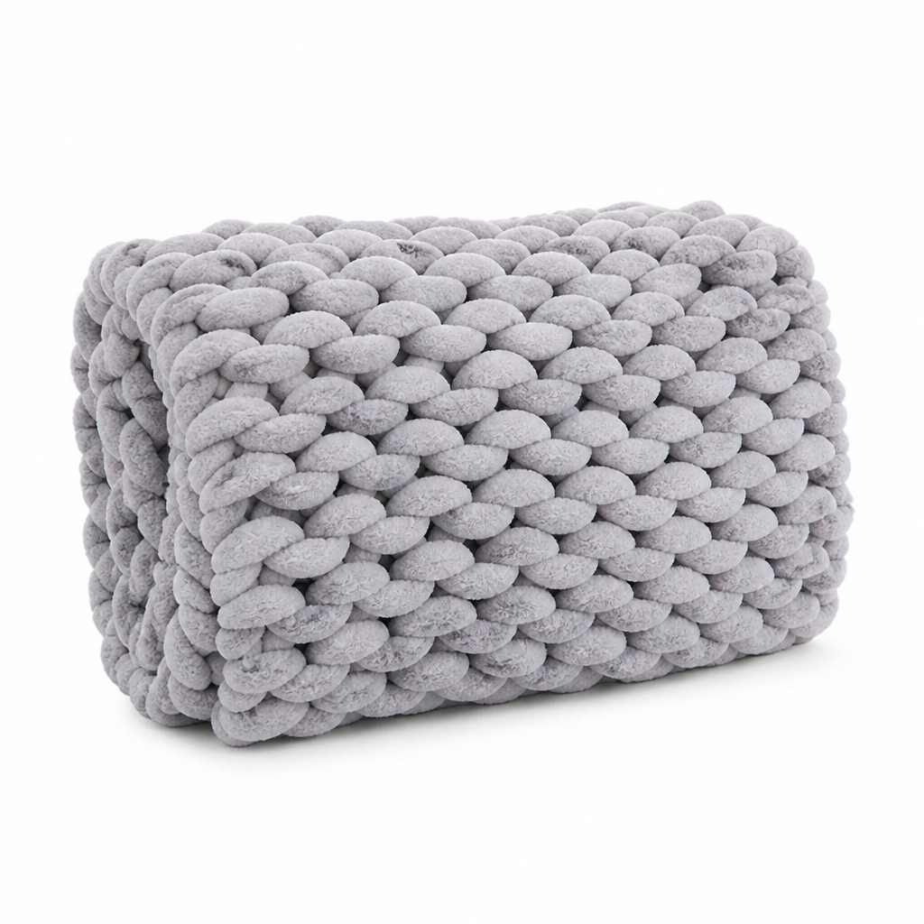 Chunky Knit Throw Blanket Hypoallergenic Microfiber Handmade
