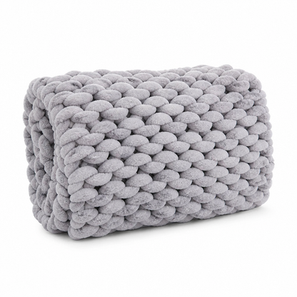 Chunky Knit Throw Blanket Hypoallergenic Microfiber Handmade