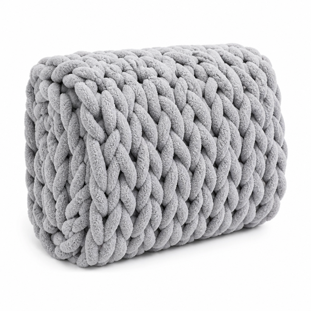 Chunky Knit Throw Blanket Hypoallergenic Microfiber Handmade