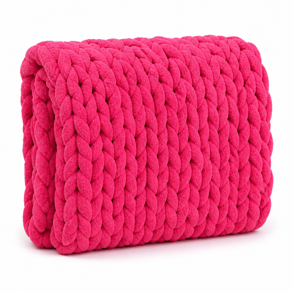 Chunky Knit Throw Blanket Hypoallergenic Microfiber Handmade