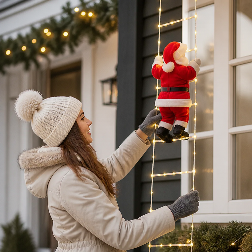 Climbing Santa Decoration Warm White LED Weatherproof
