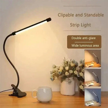 Clip Desk Lamp USB-Powered Adjustable Gooseneck Dimmable