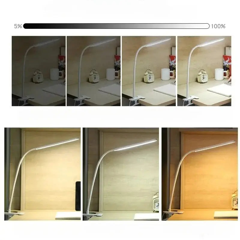 Clip Desk Lamp USB-Powered Adjustable Gooseneck Dimmable