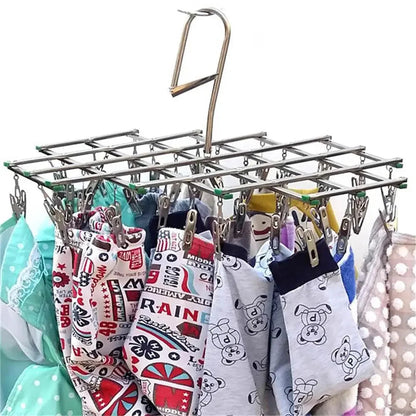 Clip Drying Rack Foldable Rust-Resistant 35 Stainless Steel Clips