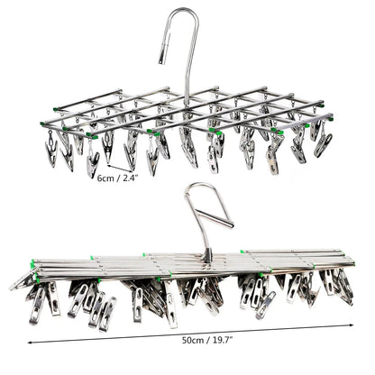 Clip Drying Rack Foldable Rust-Resistant 35 Stainless Steel Clips