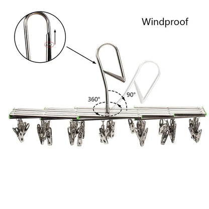 Clip Drying Rack Foldable Rust-Resistant 35 Stainless Steel Clips