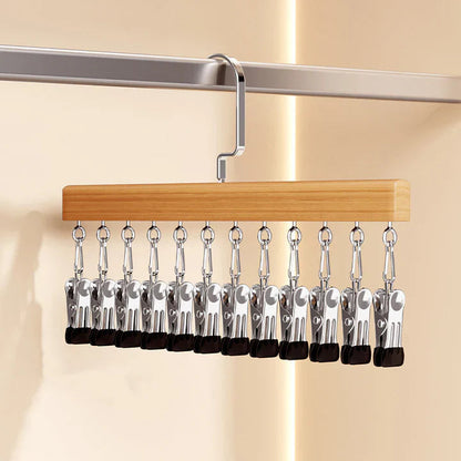 Clip Hanger Set Solid Wood Stainless Steel Clips