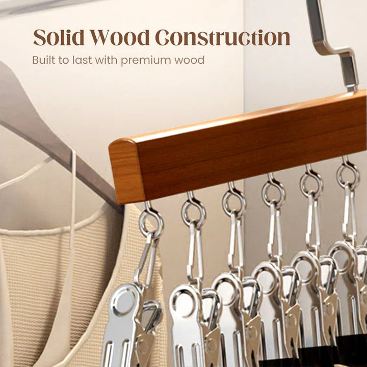 Clip Hanger Set Solid Wood Stainless Steel Clips