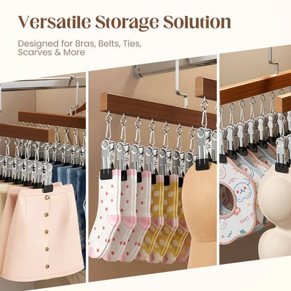 Clip Hanger Set Solid Wood Stainless Steel Clips