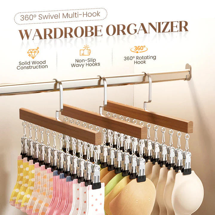Clip Hanger Set Solid Wood Stainless Steel Clips