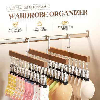 Clip Hanger Set Solid Wood Stainless Steel Clips