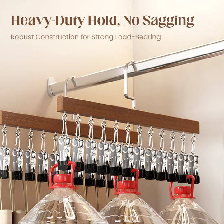 Clip Hanger Set Solid Wood Stainless Steel Clips