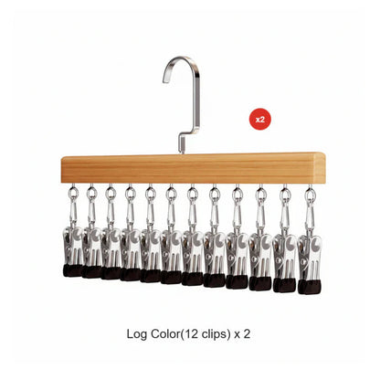 Clip Hanger Set Solid Wood Stainless Steel Clips