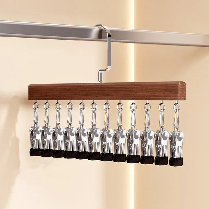 Clip Hanger Set Solid Wood Stainless Steel Clips