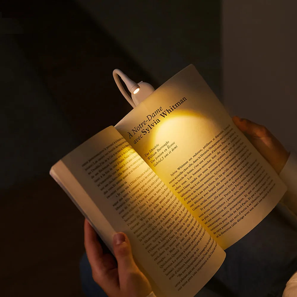 Clip-On Reading Lamp Flexible Gooseneck Dimmable USB Rechargeable