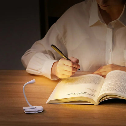 Clip-On Reading Lamp Flexible Gooseneck Dimmable USB Rechargeable