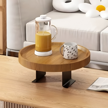 Clip-On Sofa Table Round Wood Top Tool-Free Assembly