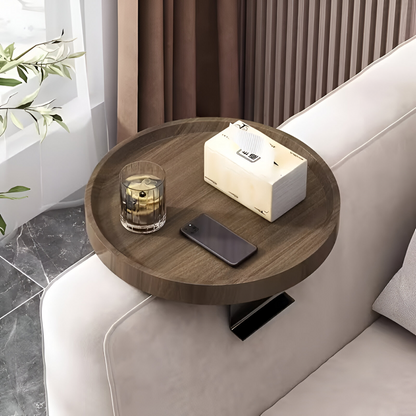 Clip-On Sofa Table Round Wood Top Tool-Free Assembly