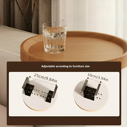 Clip-On Sofa Table Round Wood Top Tool-Free Assembly