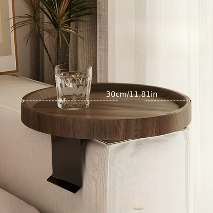 Clip-On Sofa Table Round Wood Top Tool-Free Assembly
