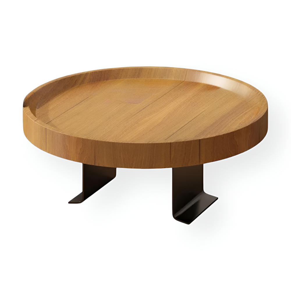 Clip-On Sofa Table Round Wood Top Tool-Free Assembly