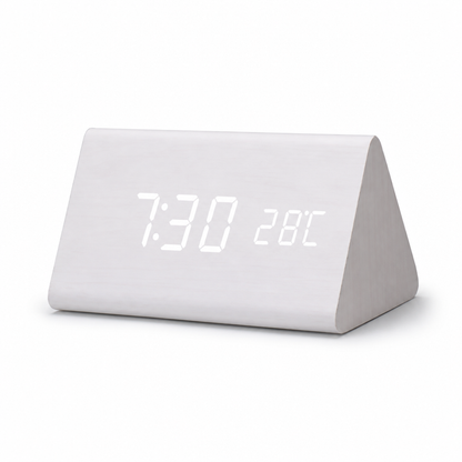 Clock Voice-Controlled Wooden LED Display USB & Battery
