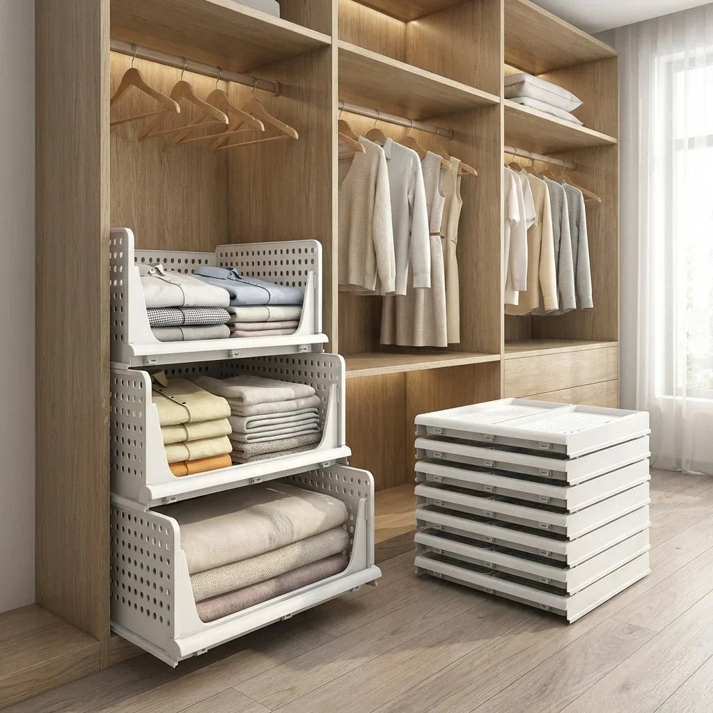 Closet Organizer Stackable 3-Tier Tool-Free Assembly