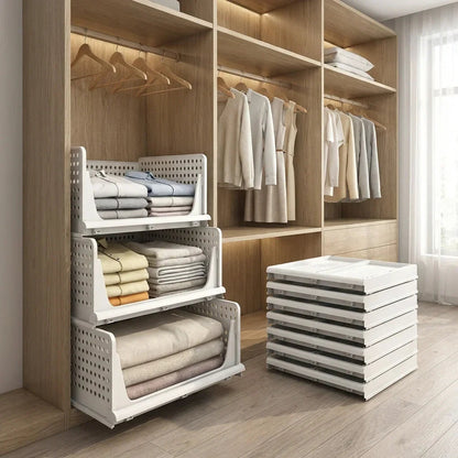 Closet Organizer Stackable 3-Tier Tool-Free Assembly
