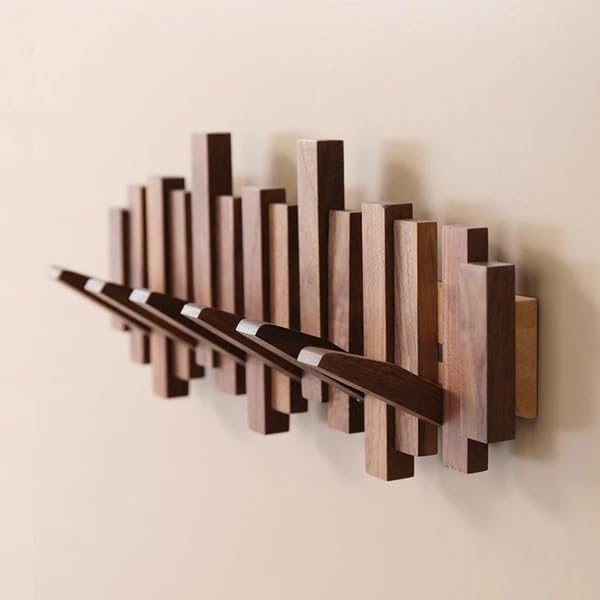 Coat Rack Foldable Solid Wood 3 To 8 Hooks