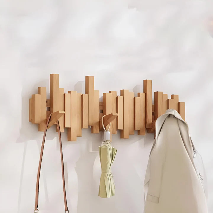Coat Rack Foldable Solid Wood 3 To 8 Hooks