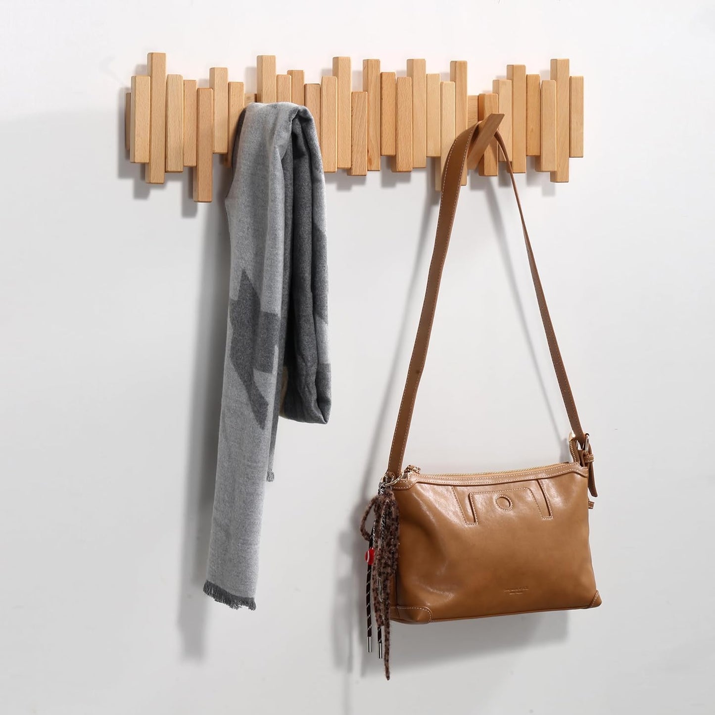 Coat Rack Foldable Solid Wood 3 To 8 Hooks