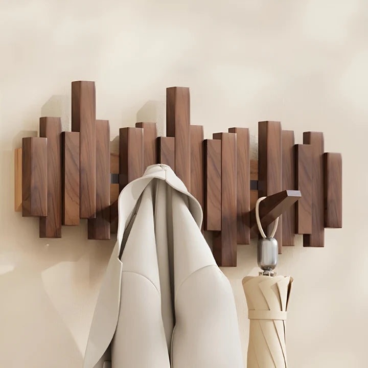 Coat Rack Foldable Solid Wood 3 To 8 Hooks