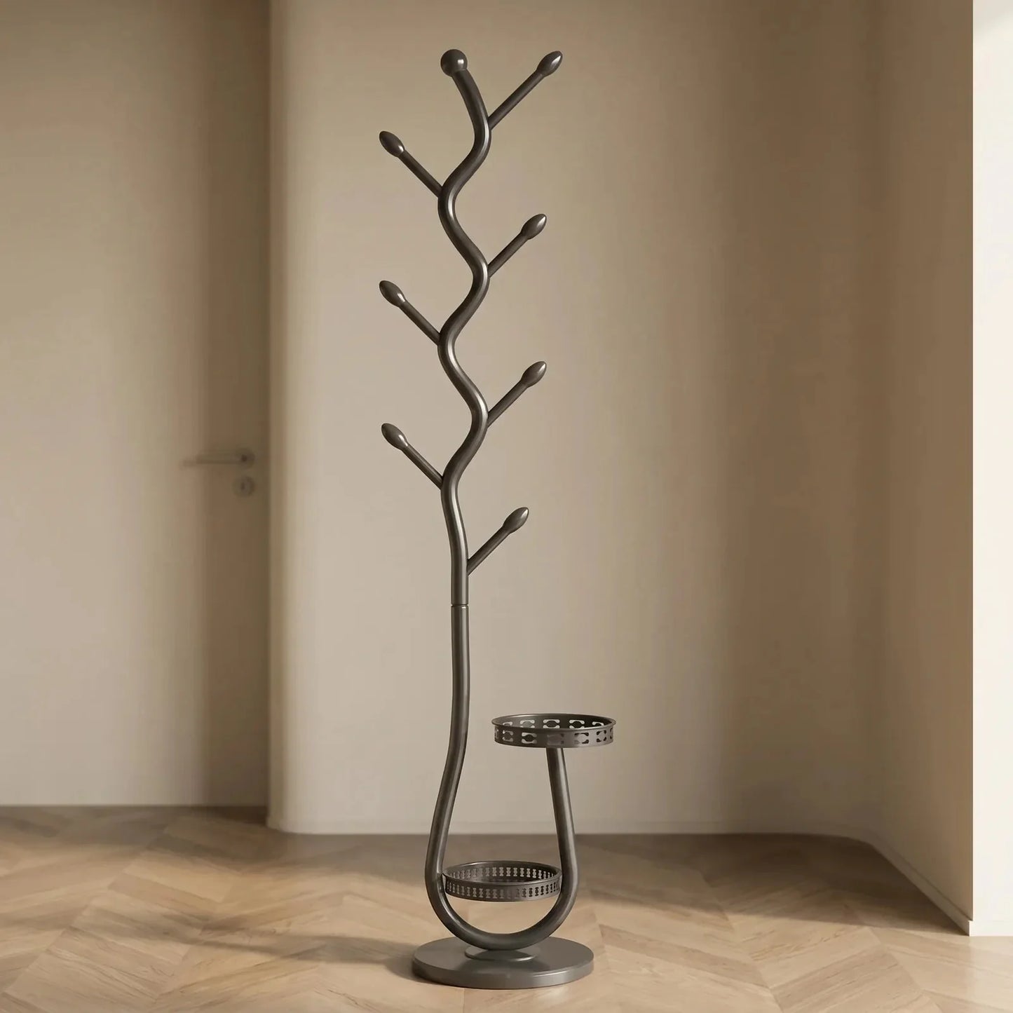 Coat Stand Solid Natural Wood Freestanding No Drill