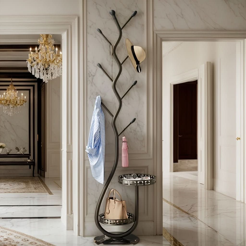 Coat Stand Solid Natural Wood Freestanding No Drill